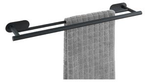 Suport dublu de perete pentru prosoape din oțel inoxidabil Wenko Orea Rail Duo Turbo-Loc®, negru mat