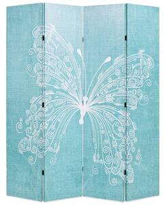 Paravan cameră pliabil, albastru, 160 x 170 cm, fluture
