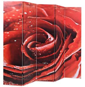 Paravan de cameră pliabil, 200 x 170 cm, trandafir roșu