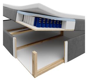Pat boxspring 200x200 cm bej cu spațiu de depozitare Mimicry – Mazzini Beds