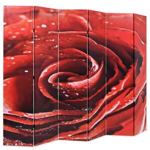 Paravan de cameră pliabil, 228 x 170 cm, trandafir roșu