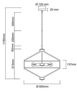 Open Design OR85822 - Lustru cu tijă ZUNDO 4xE27/15W/230V crom mat/alb