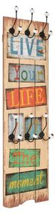 Cuier de perete cu 6 cârlige, 120 x 40 cm, LIVE LIFE