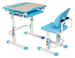 Set birou și scaun copii ergonomic reglabil în înălțime ErgoK REIA Albastru-Protecție Pardosea CADOU!