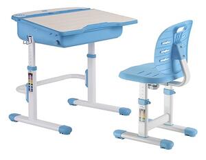 Set birou și scaun copii ergonomic reglabil în înălțime și spătar reglabil în adâncime ErgoK ALMA Albastru-Protecție Pardosea CADOU!