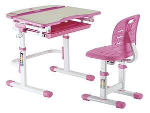 Set birou și scaun copii ergonomic reglabil în înălțime și spătar reglabil în adâncime ErgoK RICO Roz