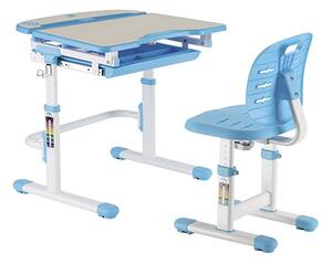 Set birou și scaun copii ergonomic reglabil în înălțime și spătar reglabil în adâncime ErgoK RICO Albastru-Protecție Pardosea CADOU!