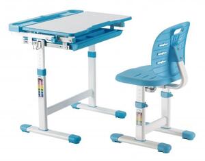 Set birou și scaun copii ergonomic reglabil în înălțime și spătar reglabil în adâncime ErgoK Poppy Albastru- Lampă LED LMP306 și suport carte inclus