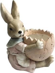 Figurină decorativă iepure fetiță cu ou de Paște 29x22,5x37 cm