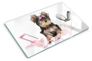 Tocător sticlă Yorkshire Terrier cu accesorii de îngrijire