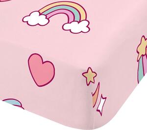Cearceaf pentru copii roz pentru pat de o persoană cu elastic 90x190 cm Forever Together – Catherine Lansfield