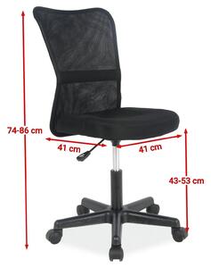 Scaun ergonomic de birou copii negru Q-121, 41X41X74/86