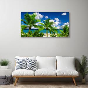 Tablou pe panza canvas Marea Palm Copaci Peisaj Verde Albastru