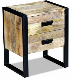 Masă laterală cu 2 sertare din lemn solid de mango, 43x33x51 cm