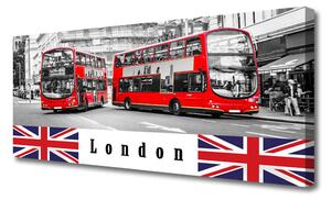 Tablou pe panza canvas Londra Autobuze Art Gri Roșu Albastru Alb