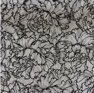 Tapet vlies imprimeu floral negru/alb 10,05x0,53 m