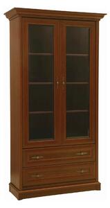 Vitrina pentru living KENT, castan, PAL/sticla securizata, 110x43x205