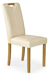 Scaun living Caro, crem/fag, piele ecologica/lemn de cauciuc, 42x58x96