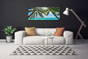 Tablou pe panza canvas Palm Sea peisaj copac Maro Verde Albastru