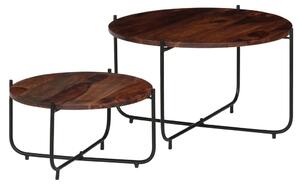 Set masă de cafea, 2 piese, lemn masiv de sheesham, 60 x 35 cm