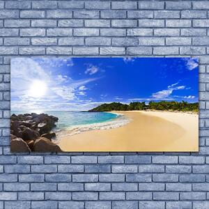 Tablou pe panza canvas Sun Sea Beach Peisaj Galben Albastru Maro