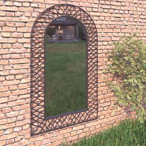Oglindă de perete de grădină, negru, 60 x 110 cm, arcuită