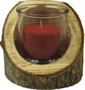 Felinar din lemn cu lumânare roșie Ø 18 cm H 16 cm