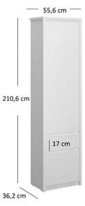 Dulap alb ERDEN, cu 2 usi si un sertar, 55.6x36.2x210.6 cm