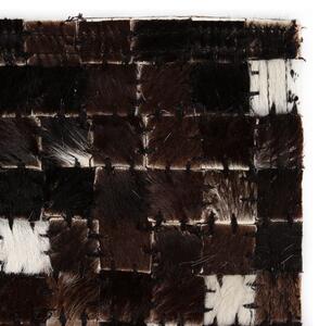 Covor piele naturală, mozaic, 80x150 cm, pătrate, negru/alb