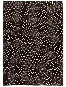 Covor piele naturală, mozaic, 160x230 cm, pătrate, negru/alb