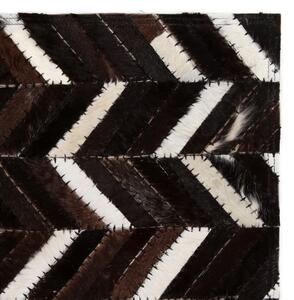Covor piele naturală, mozaic, 80x150 cm zig-zag Negru/Alb