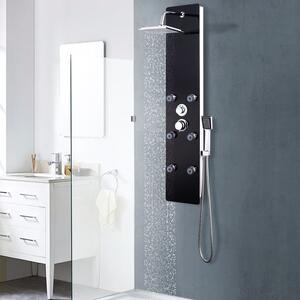 Panou de duș din sticlă, 25x44,6x130 cm, negru