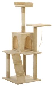 Ansamblu pisici, stâlpi din funie de sisal, 120 cm, bej