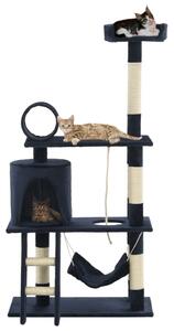 Ansamblu de joacă pisici, stâlpi sisal, 140 cm, albastru închis