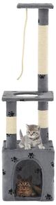 Ansamblu pisici, stâlpi funie sisal, 109 cm imprimeu lăbuțe gri