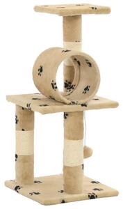 Ansamblu pisici, stâlpi funie sisal, 65 cm imprimeu lăbuțe, bej