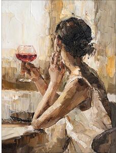 Tablou canvas Girl with wine glass 57x77 cm