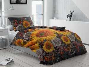 Lenjerie de pat bumbac floarea soarelui negru