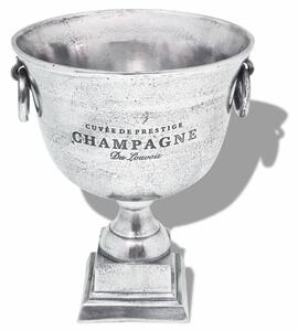 Frapieră șampanie, formă cupă trofeu, aluminiu, argintiu