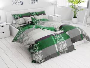 Lenjerie de pat din bumbac Lux verde din 7 piese