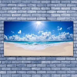 Tablou pe sticla Plaja Sea Sun Peisaj Alb Albastru