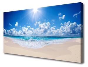 Tablou pe panza canvas Plaja Sea Sun Peisaj Alb Albastru
