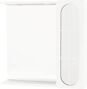 Dulap cu oglindă Savini Due Crea, poliță și iluminare LED, 58,5x57 cm, alb