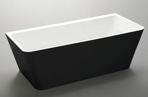 Cadă baie dreptunghiulară freestanding Linea Wall, acril, 170x80 cm, 350 l, negru