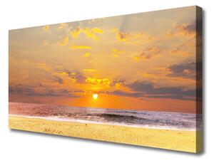 Tablou pe panza canvas Sea Sun Beach Peisaj Albastru Galben Maro