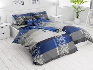 Lenjerie de pat din bumbac Luxury albastra din 7 bucati