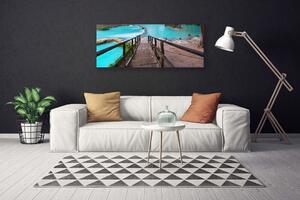 Tablou pe panza canvas Scari Lacul Arhitectura Maro Negru Albastru