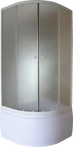 Set cabină de duș semirotundă cu cădiță duș înaltă 80x80x197 cm sticlă securizată mată profil alb
