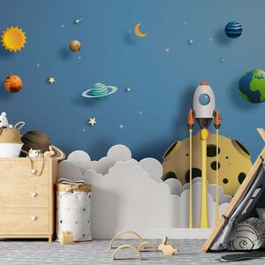 Fototapet pentru camera copii - spatiu si planete