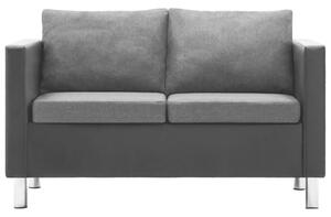 Canapea cu 2 locuri, piele ecologică, negru și gri deschis